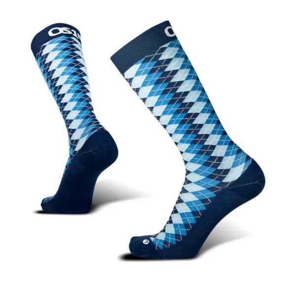 OS1st WCM Wellness Compression Socks Blue Argyle - Picture 1 of 2